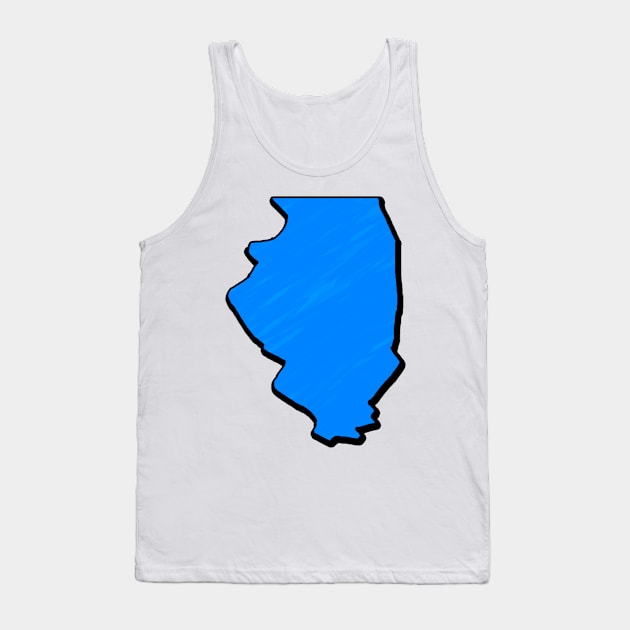 Bright Blue Illinois Outline Tank Top by Mookle